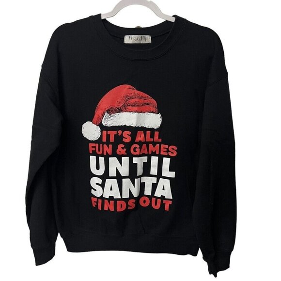 Christmas Sweater Junior 11-13 Its All Fun Games Until Santa Find Out Wound Up - Picture 1 of 6